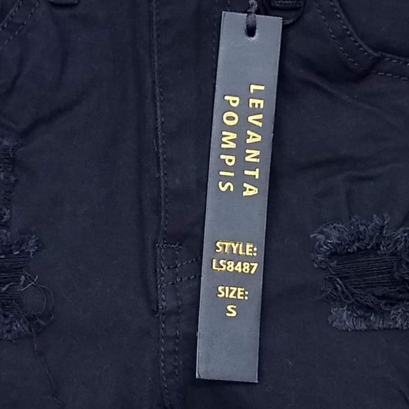 Watch L.A. LS8487 Black Denim Shorts Size S NWT - Picture 4 of 14